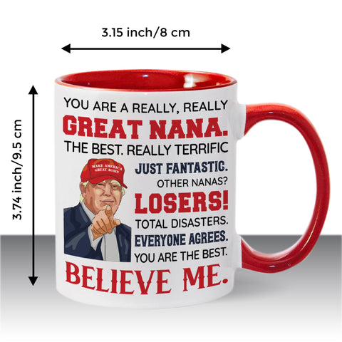 Viberty Nana mug being filled with coffee, perfect for cozy mornings.