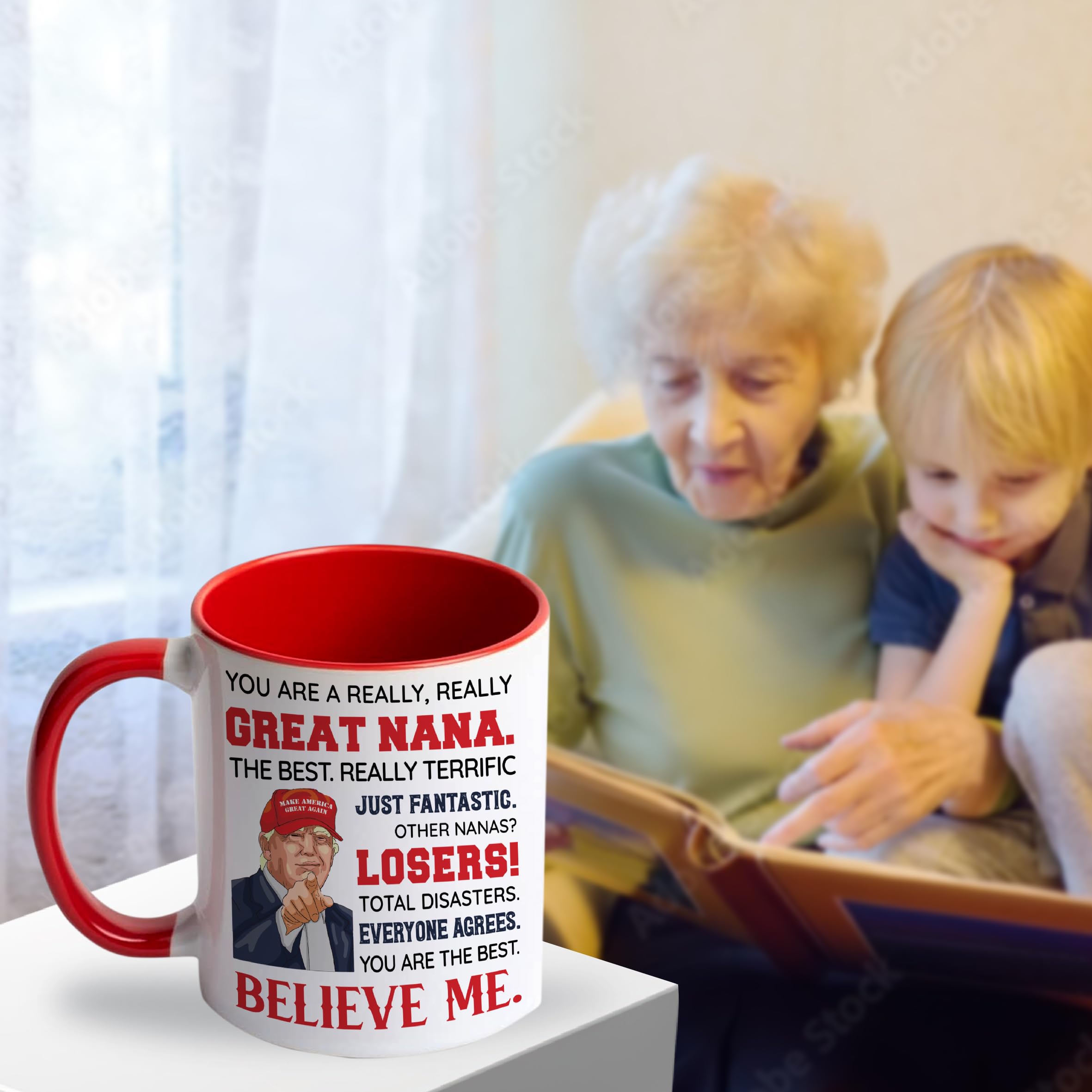 Viberty Nana mug showing cheerful graphic, ideal for grandma on special occasions.