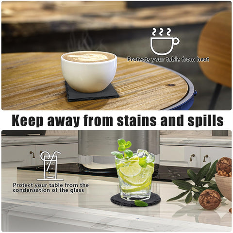 VIBRATITE square coasters feature soft EVA bumpers for stability.