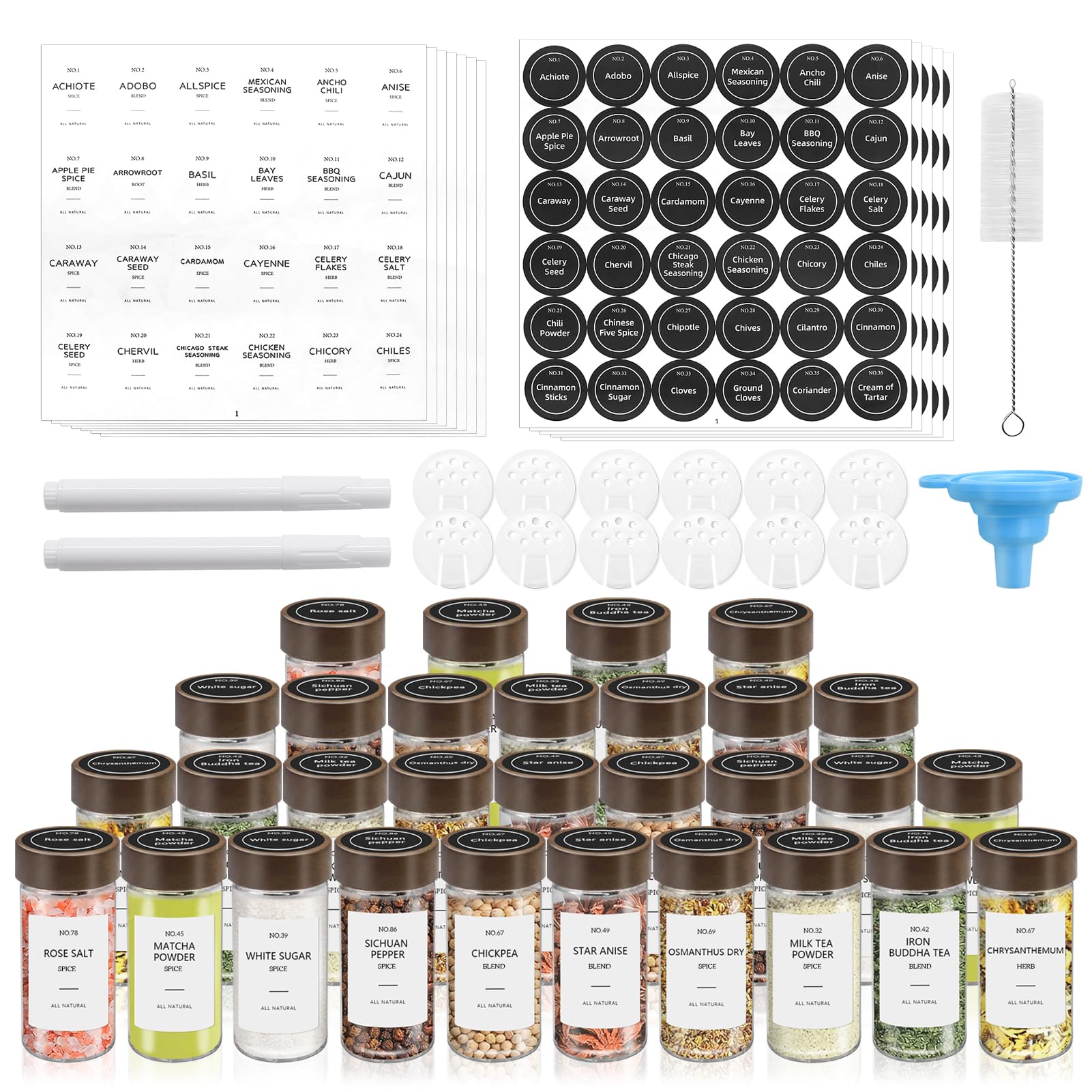 VIBRATITE spice jars with acacia lids in a clear glass set for fresh spices