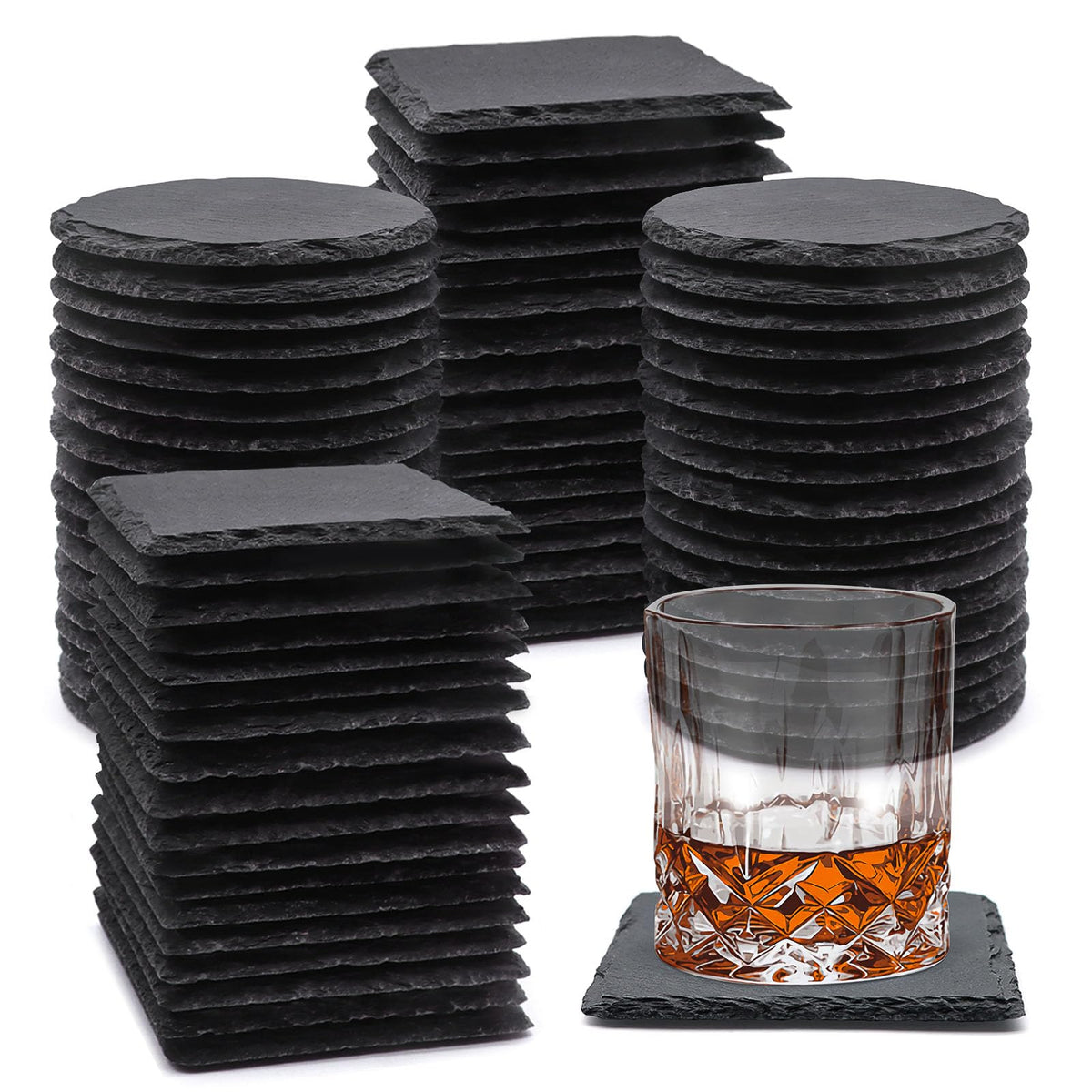 VIBRATITE square slate coasters protect tables with a sleek, modern look.