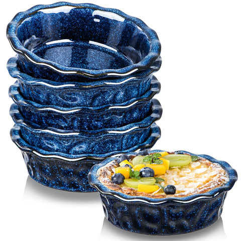 Vicrays ceramic pie pan blue deep dish for single-serve pies and desserts.