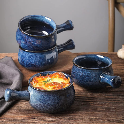vicrays Chip-resistant porcelain bowls in blue for long-lasting dining