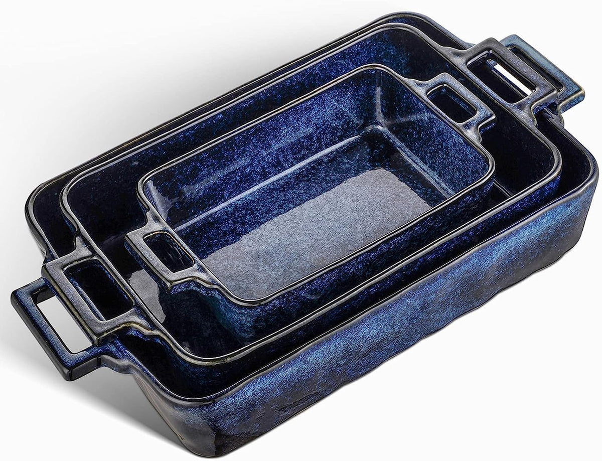 Vicrays large rectangular porcelain bakeware with reactive glaze for lasagna and oven meals
