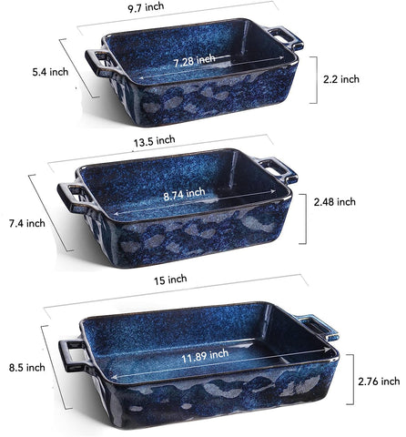 Vicrays medium rectangular bakeware with reactive glaze for casseroles and mid-size portions