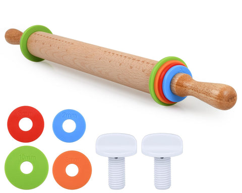 Victhur rolling pin adjustable discs for precise dough thickness control during baking.