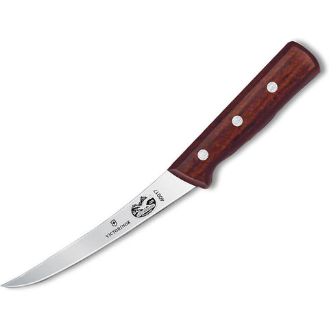 Victorinox boning knife with curved blade and maple handle for precise meat prep