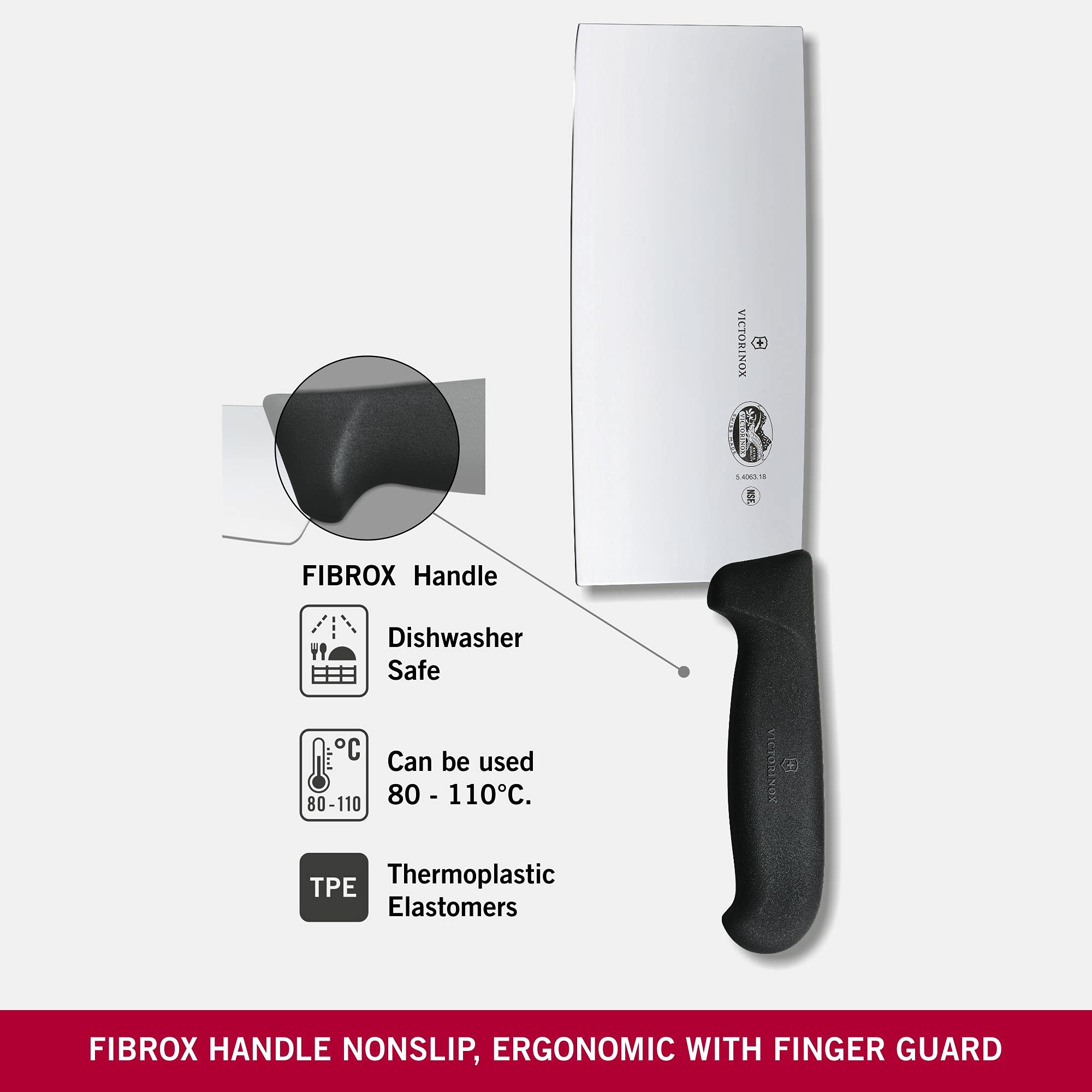 Victorinox Chinese Chef Knife slicing on board showcases precision for mincing and portioning