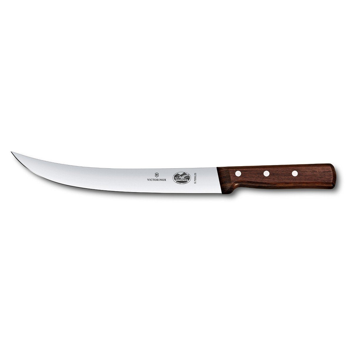 Victorinox curved breaking knife with rosewood handle for precise slicing in everyday cooking