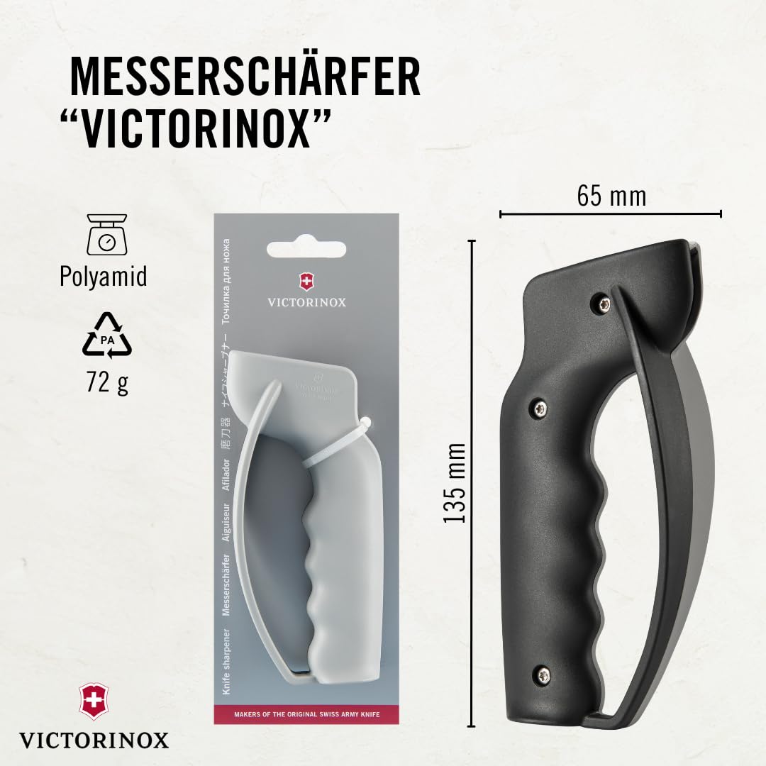 Victorinox handheld sharpener non-slip grip ensures secure handling.