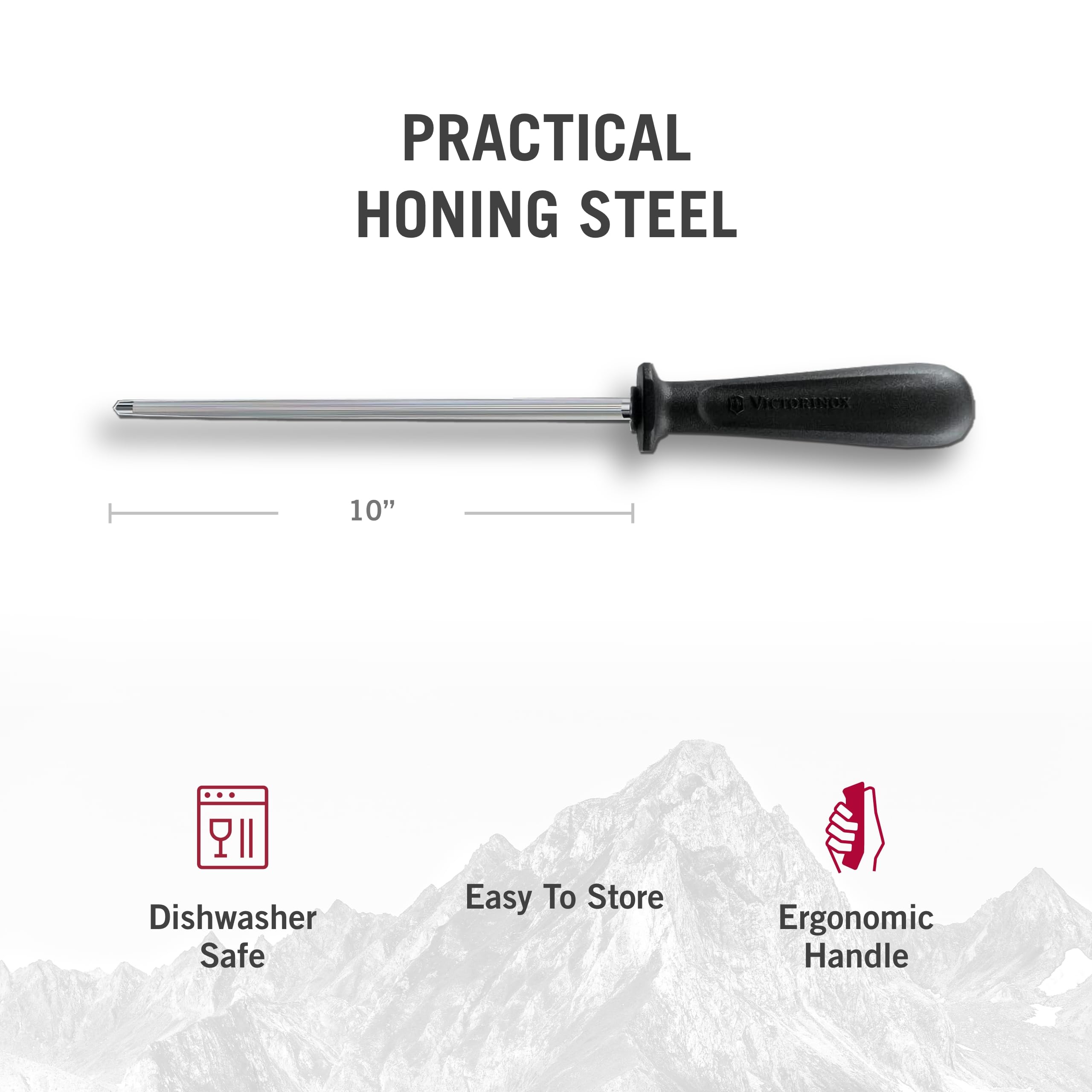 Ten-inch stainless steel length for balanced control and handling.