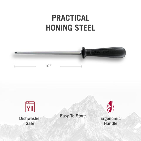 Ten-inch stainless steel length for balanced control and handling.