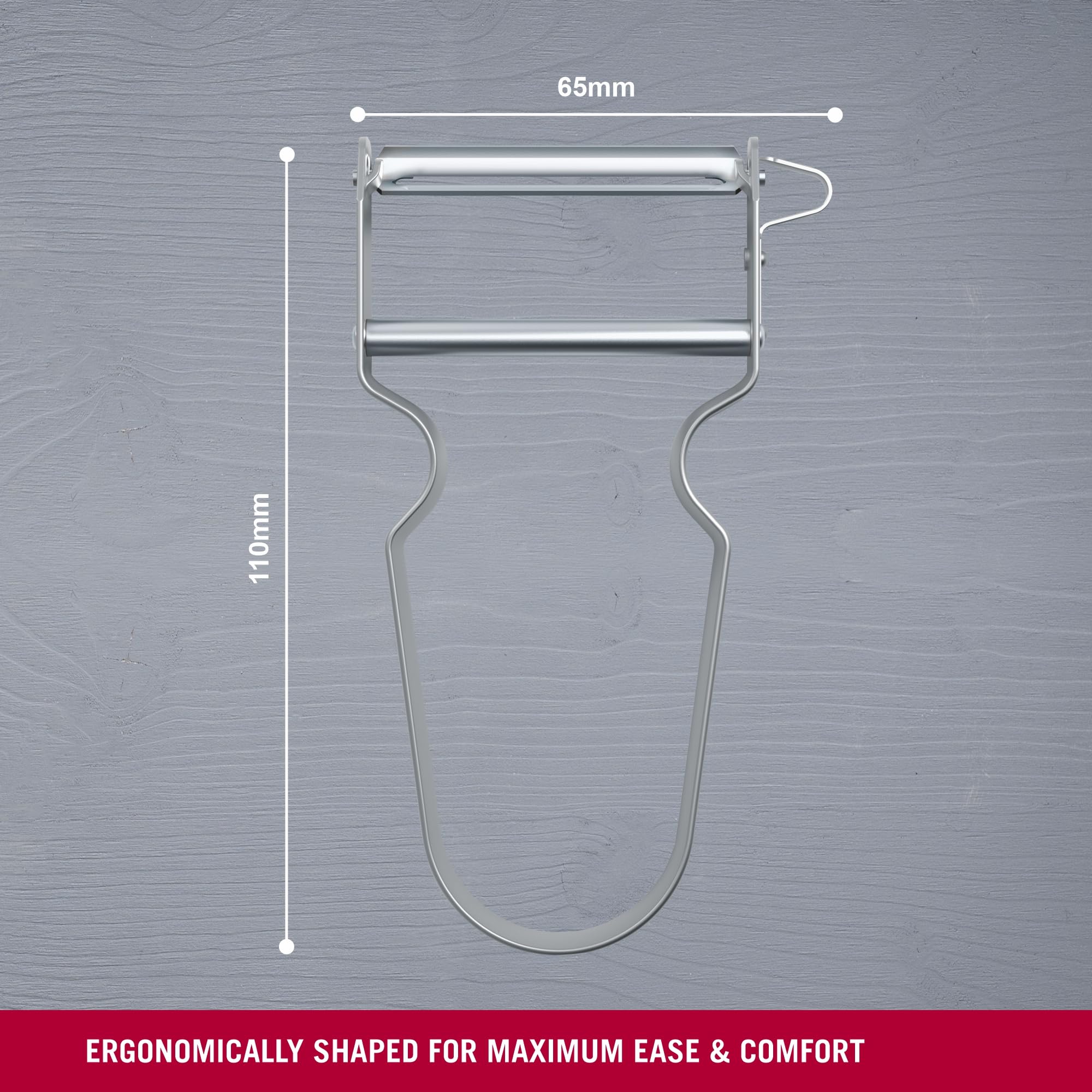 Victorinox REX peeler handle texture highlights secure, non-slip grip