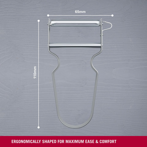 Victorinox REX peeler handle texture highlights secure, non-slip grip
