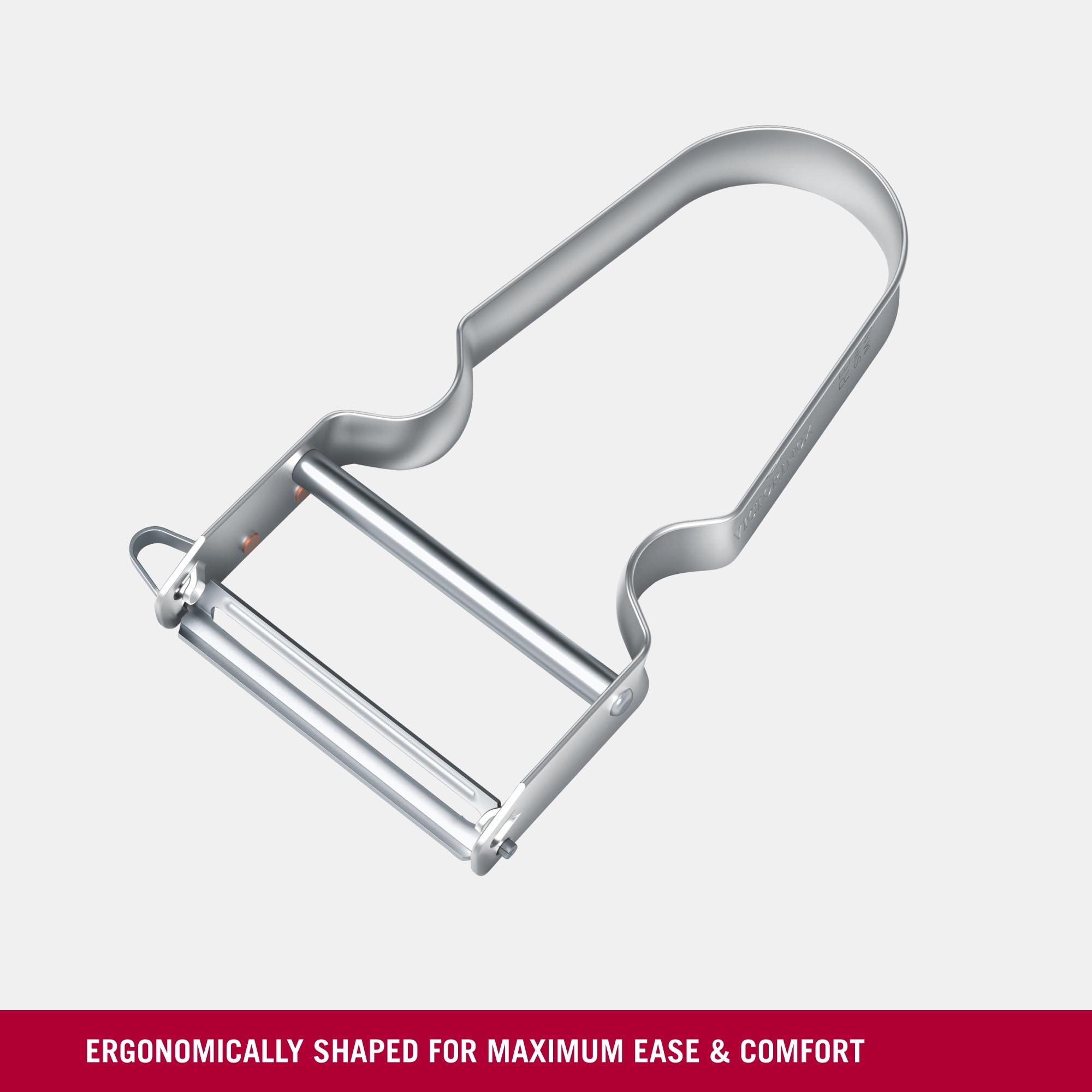 Victorinox REX peeler with nonslip grip during use for comfortable peeling