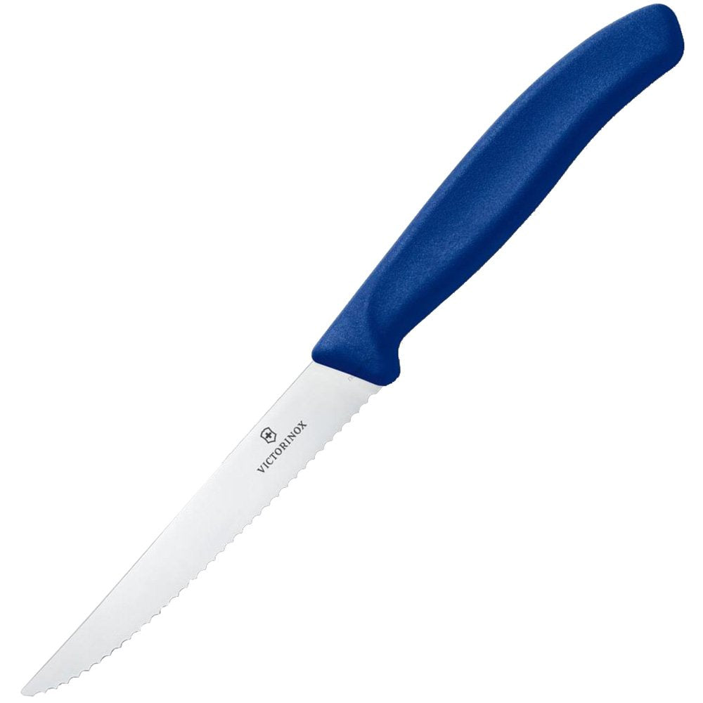 Victorinox Swiss Classic steak knife with blue handle and 20 cm blade for precise slicing at home
