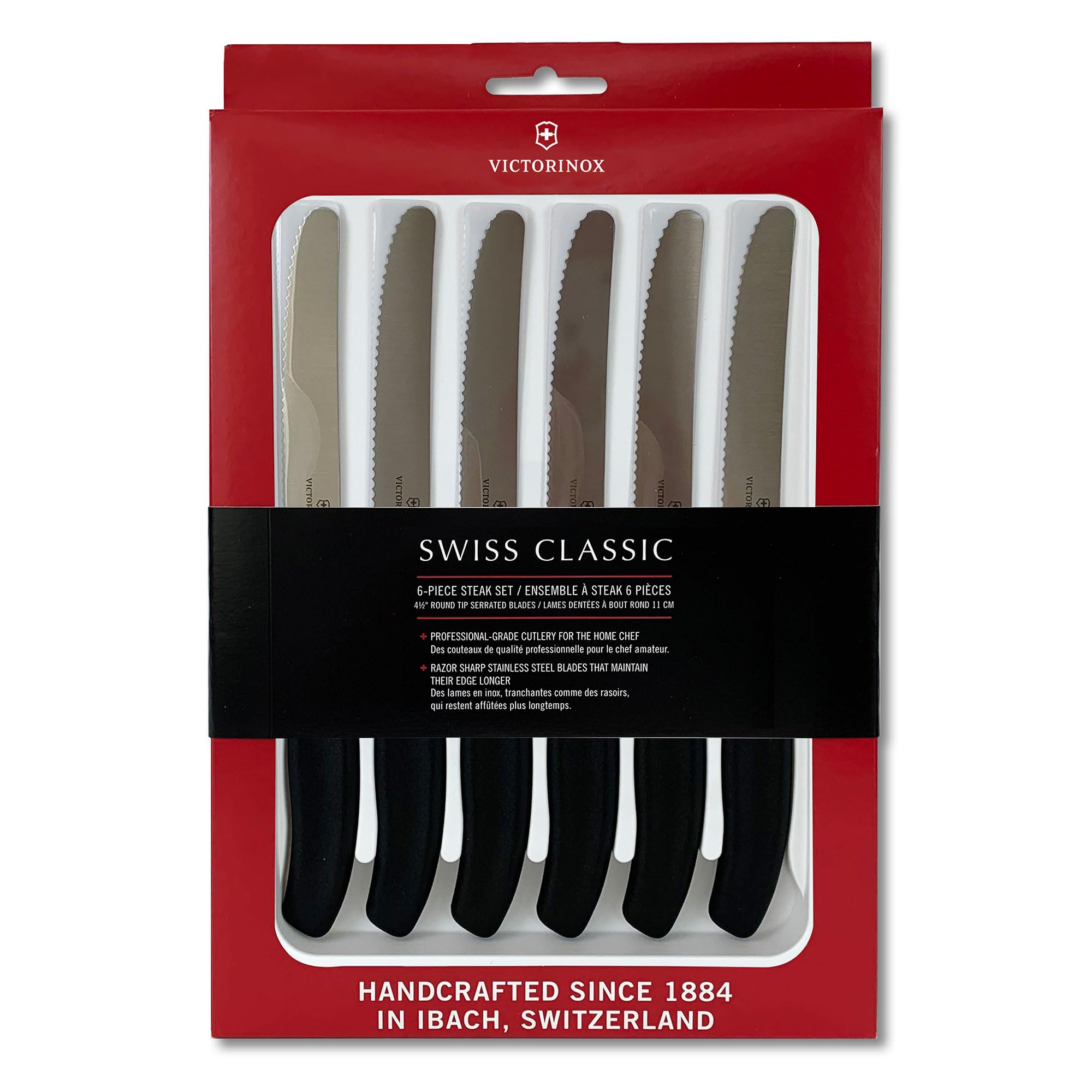 Victorinox Swiss Classic 6-piece steak knives set with 4.5-inch blades for precise slicing