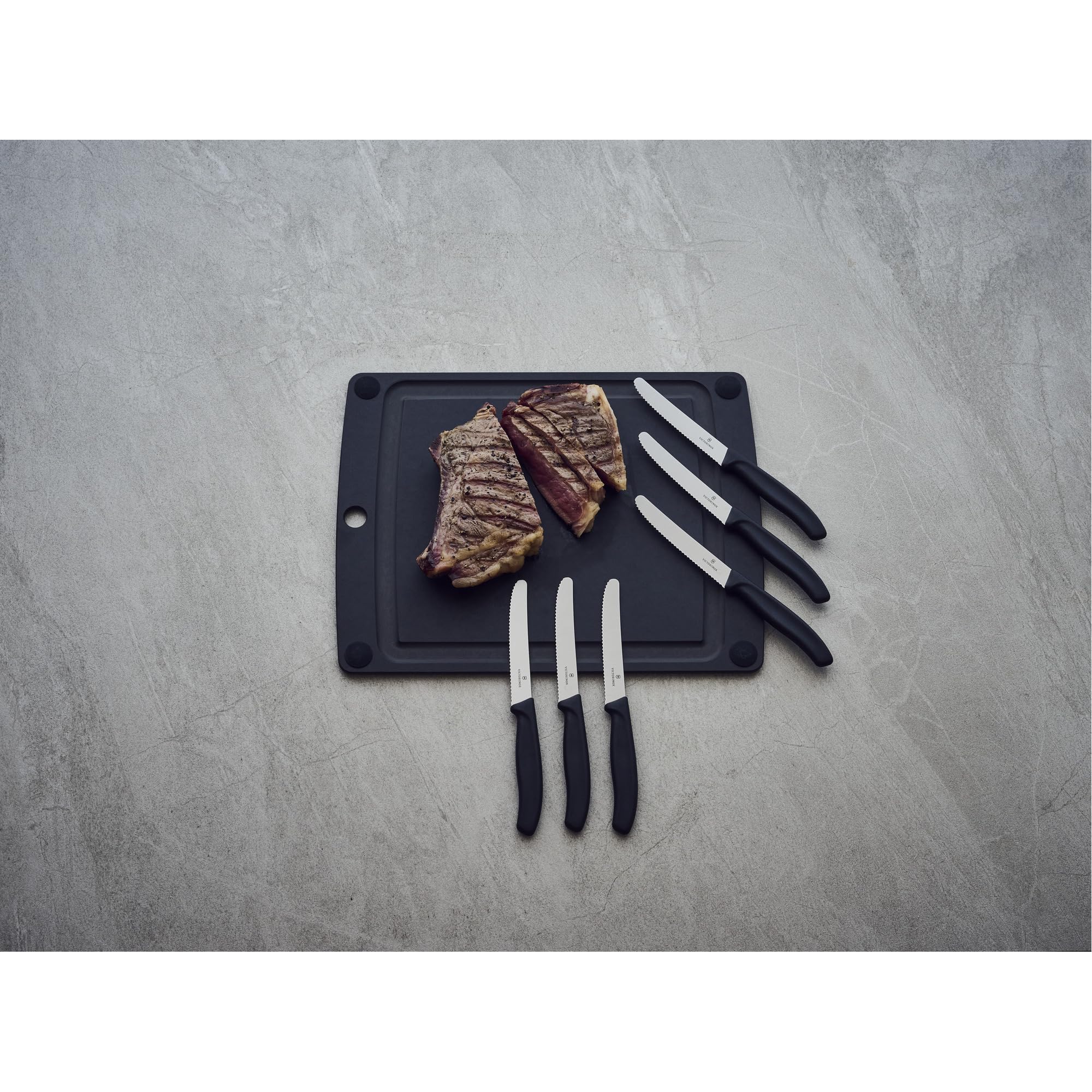 Dishwasher-safe Victorinox Swiss Classic steak knives for easy cleanup