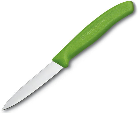Victorinox Swiss Classic paring knife with green handle for precise peeling