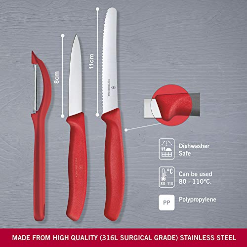 Victorinox Swiss Classic wavy-edge paring knife for firm peels and slicing.
