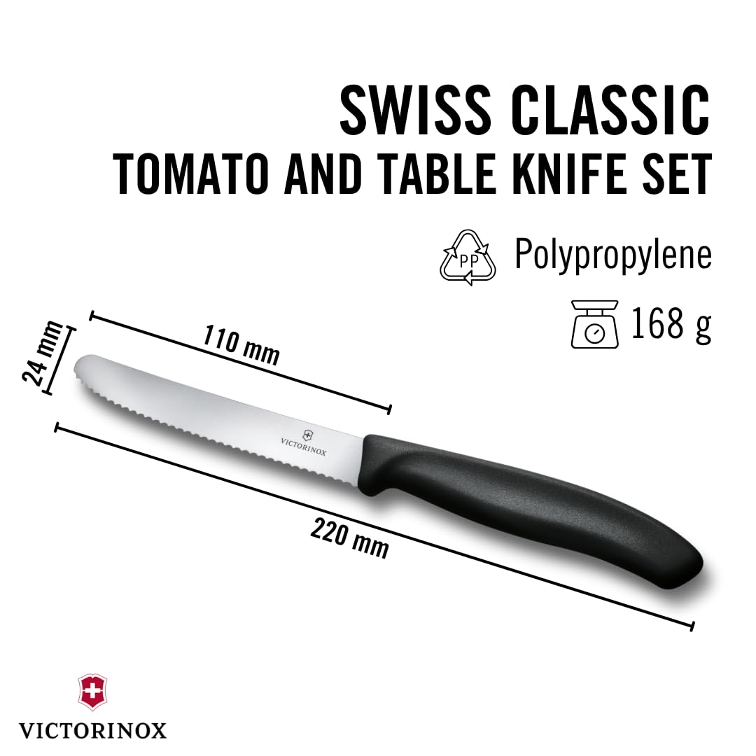Victorinox Swiss Classic serrated blade closeup showing sharp edge and precision.