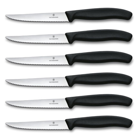 Victorinox Swiss Classic steak knives, six blades, ideal for versatile dining.