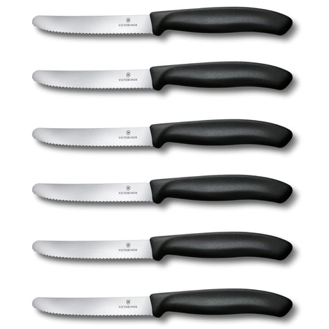 Victorinox Swiss Classic tomato and table knife set in black for everyday family dining.