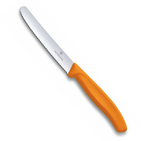 Victorinox Swiss Classic Utility orange round blade 4.5in, perfect for everyday cutting tasks.
