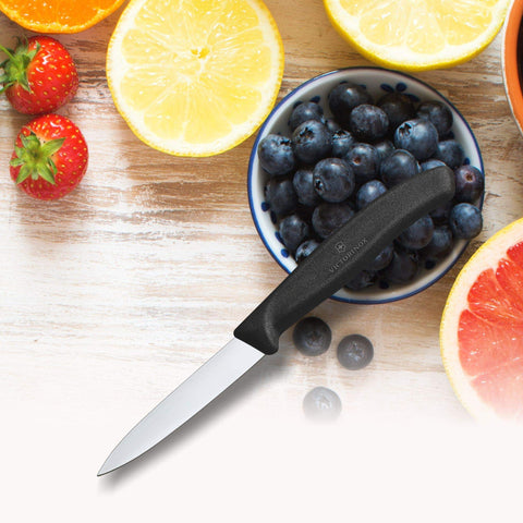 Victorinox Swiss-made paring knife highlighting precision for delicate prep.