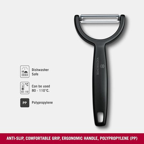 Victorinox Ypso peeler showcases a durable long blade for control and efficiency