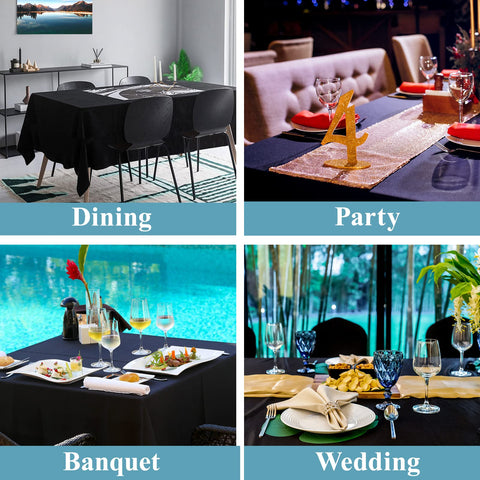 VidaFete durable polyester black tablecloth pairs with decor while resisting stains.