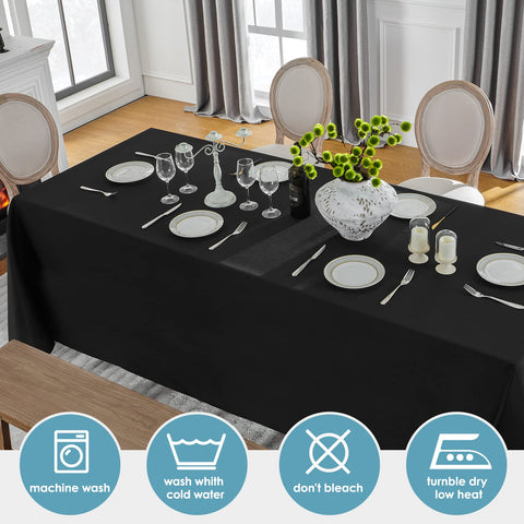 VidaFete tablecloth-stain-resistant-black fabric detail demonstrates easy cleaning.
