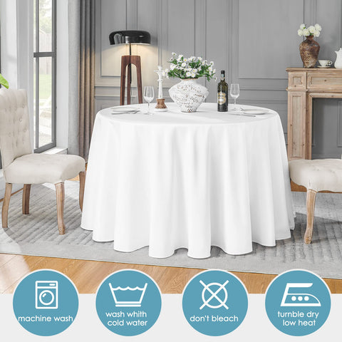 VidaFete dining table set showcases white cloth ready for elegant meals.