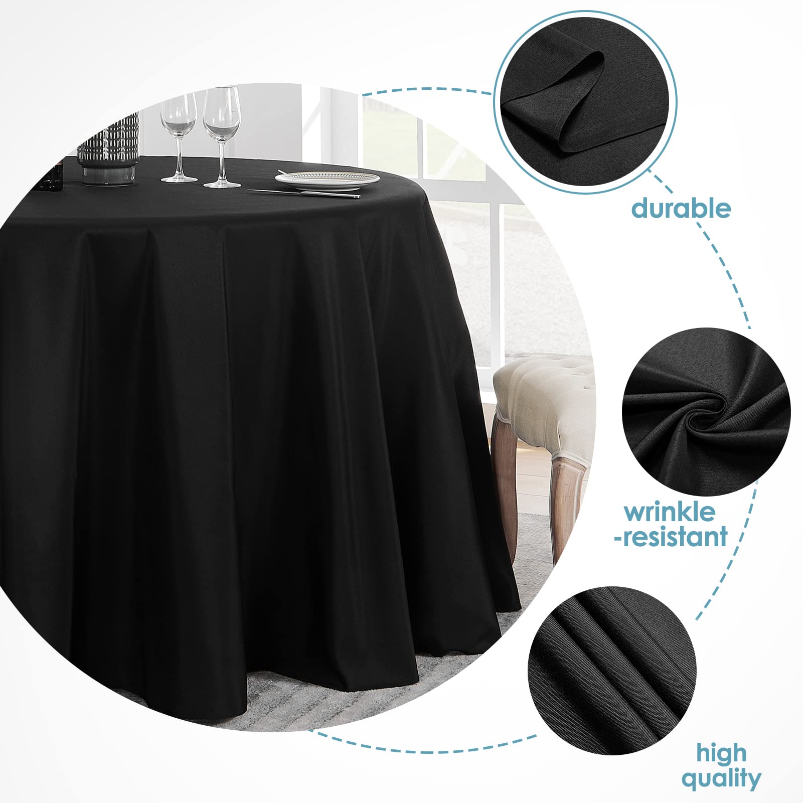 VidaFete tablecloth stain-resistant fabric keeps the table clean during meals.