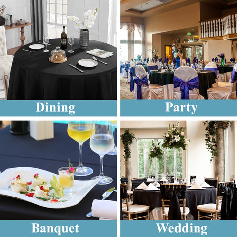 VidaFete wedding or party tablecloth in black enhances decor while protecting surfaces.