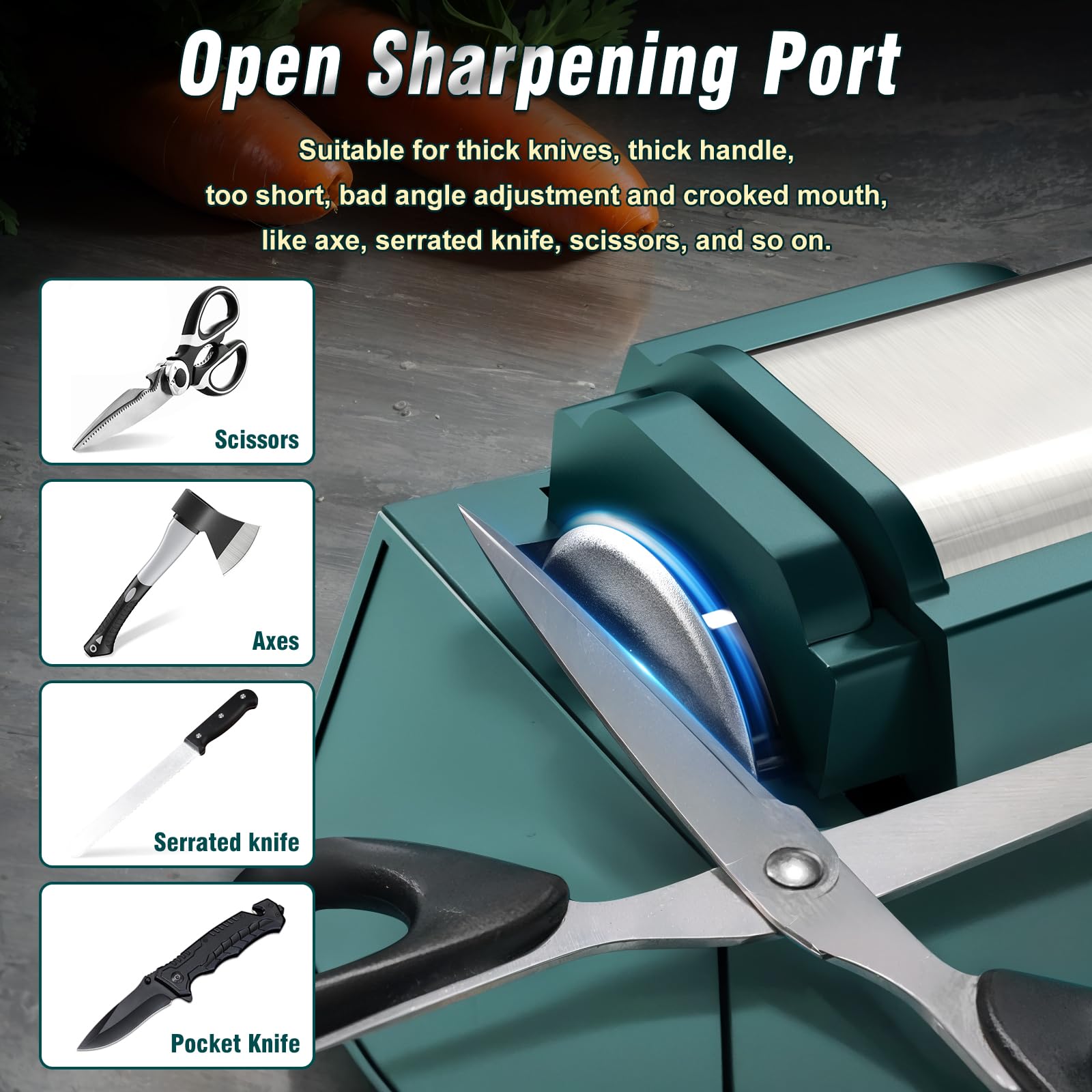 VIDOME four-stage sharpening system polishes edges while preserving blade life