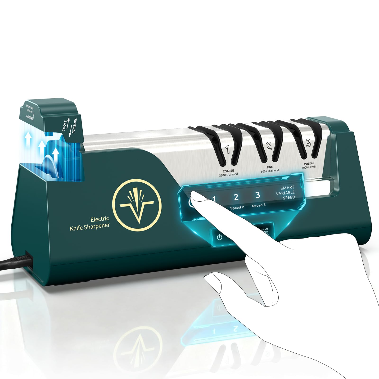 VIDOME Pro electric sharpener with diamond abrasives for consistent kitchen knife edges