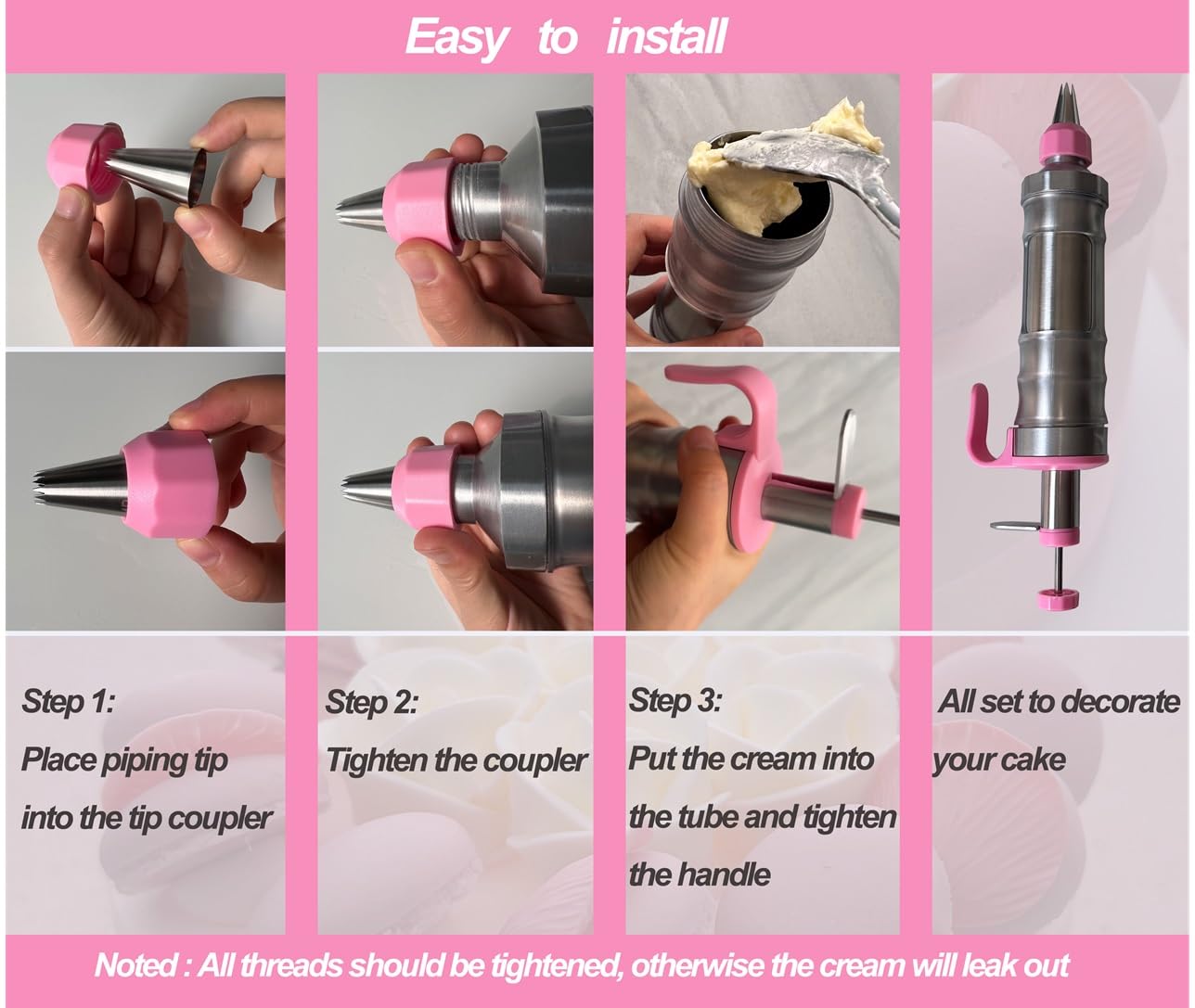 Vieasst cake decorating gun with large opening for easy filling