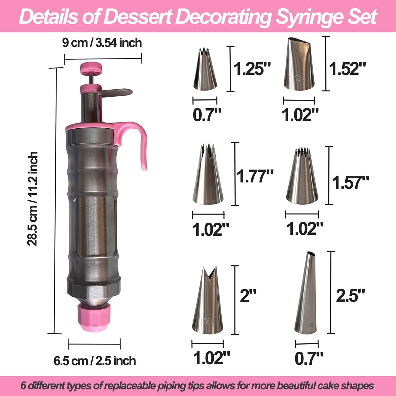 Vieasst icing nozzles six-patterns for varied cupcake and cookie decorations