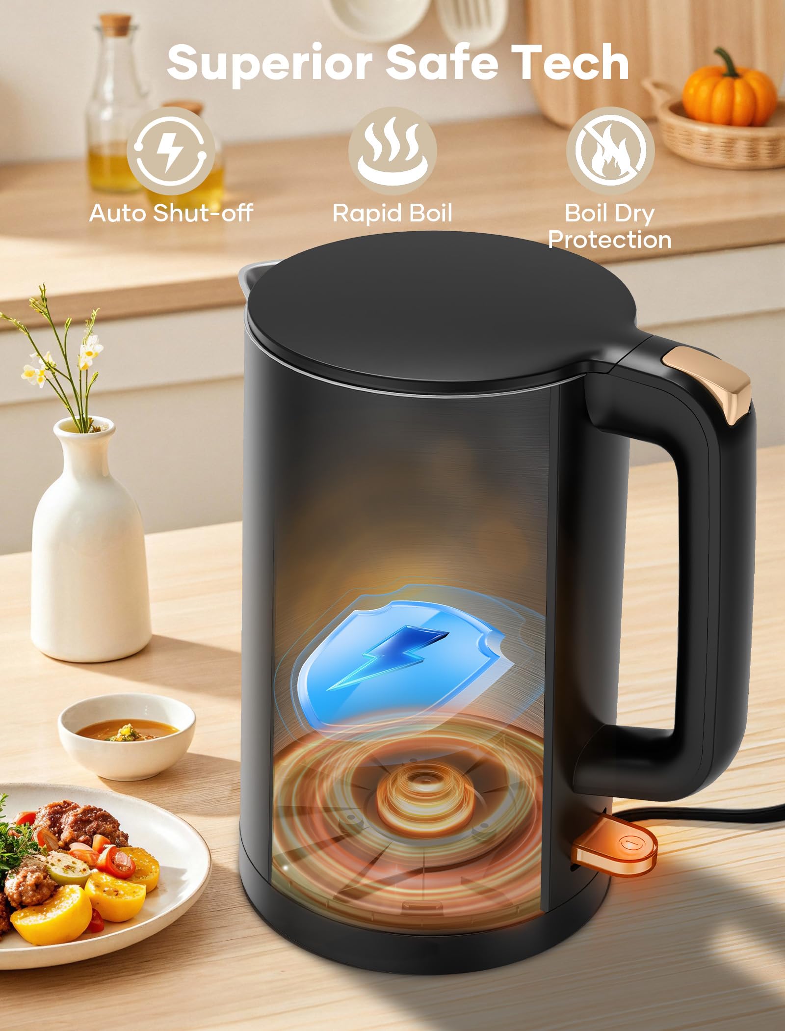 Viemon kettle cordless base with LED indicator for easy operation