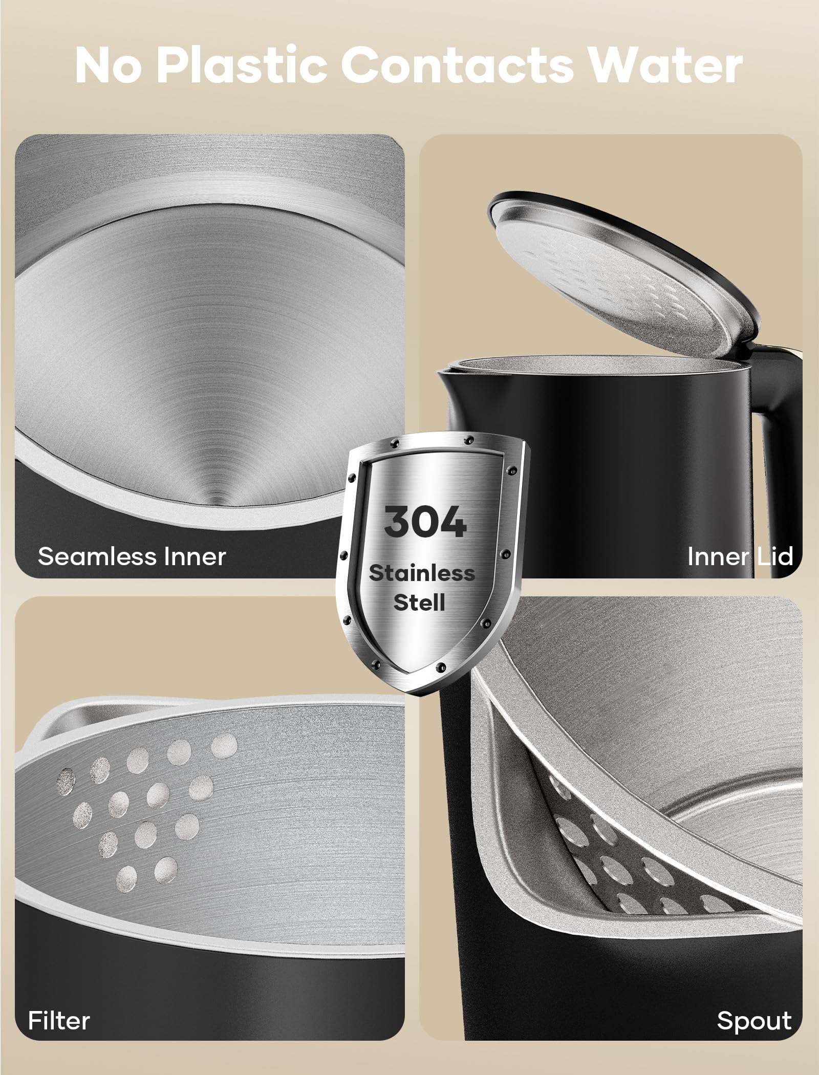 Viemon kettle spout lid in stainless steel for pure tasting water