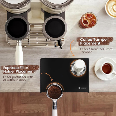 Easy-to-clean VIENESSO espresso tamping mat after daily sessions.