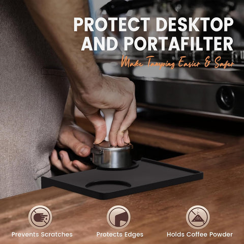 Compact tamping pad designed for small spaces beside your espresso machine.