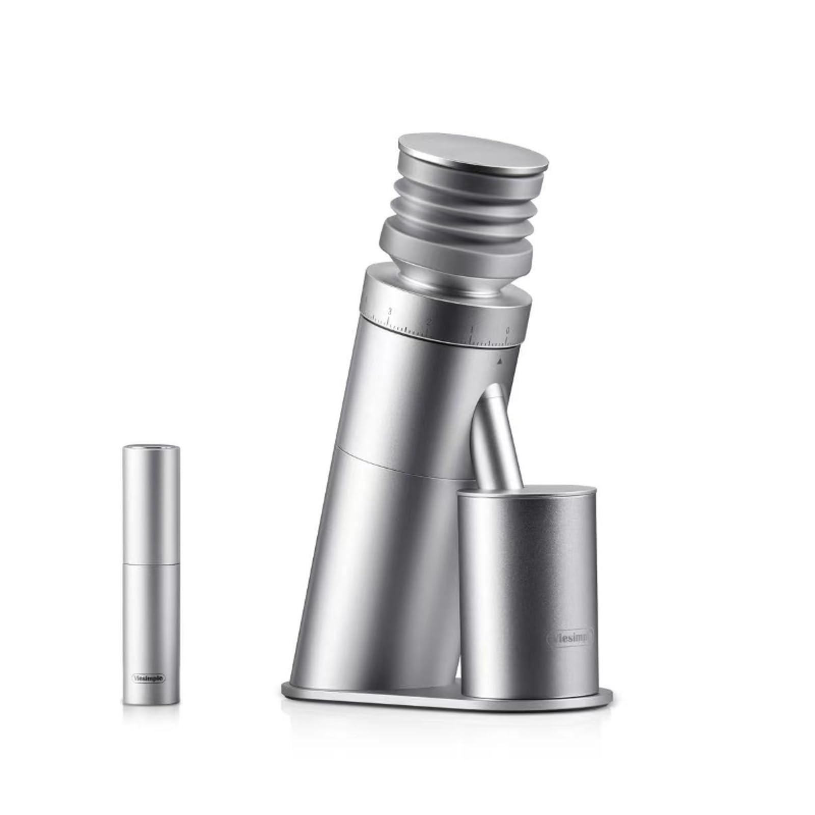 Viesimple Gen 4 coffee grinder with magnetic dosing cup for precise measurements at home