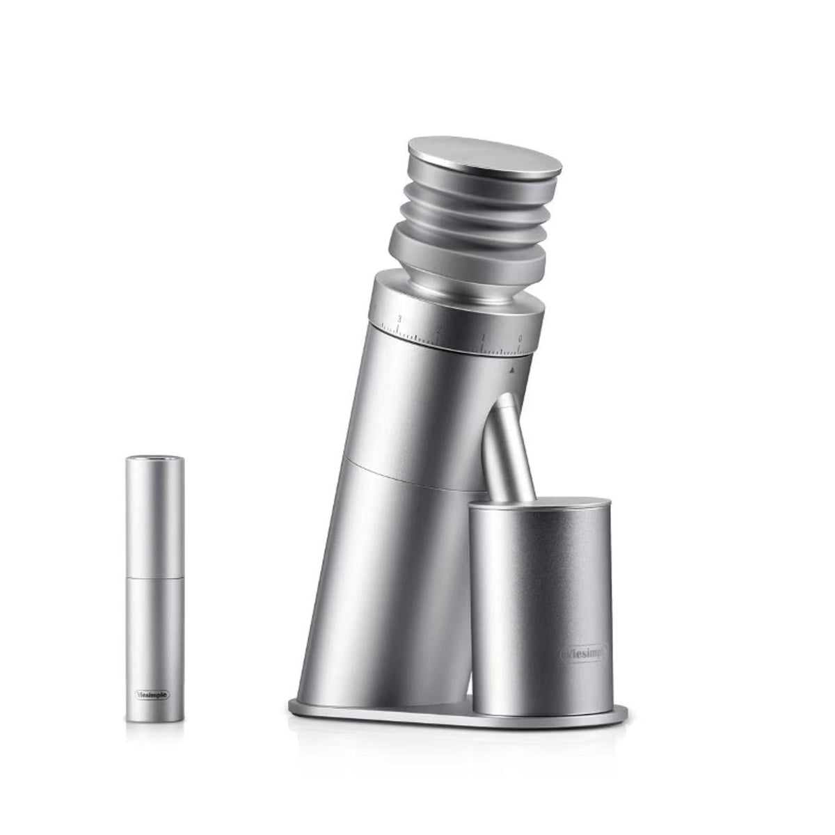 Viesimple Gen 4 coffee grinder with magnetic dosing cup for precise measurements at home