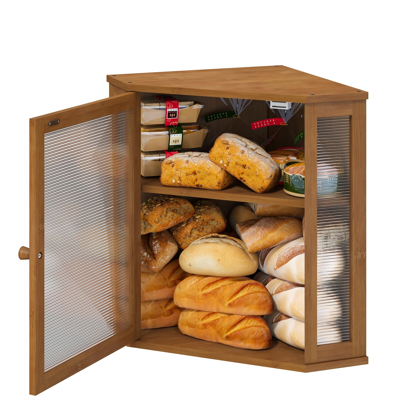 Viewcare two-tier storage image illustrates organized loaf and roll space.