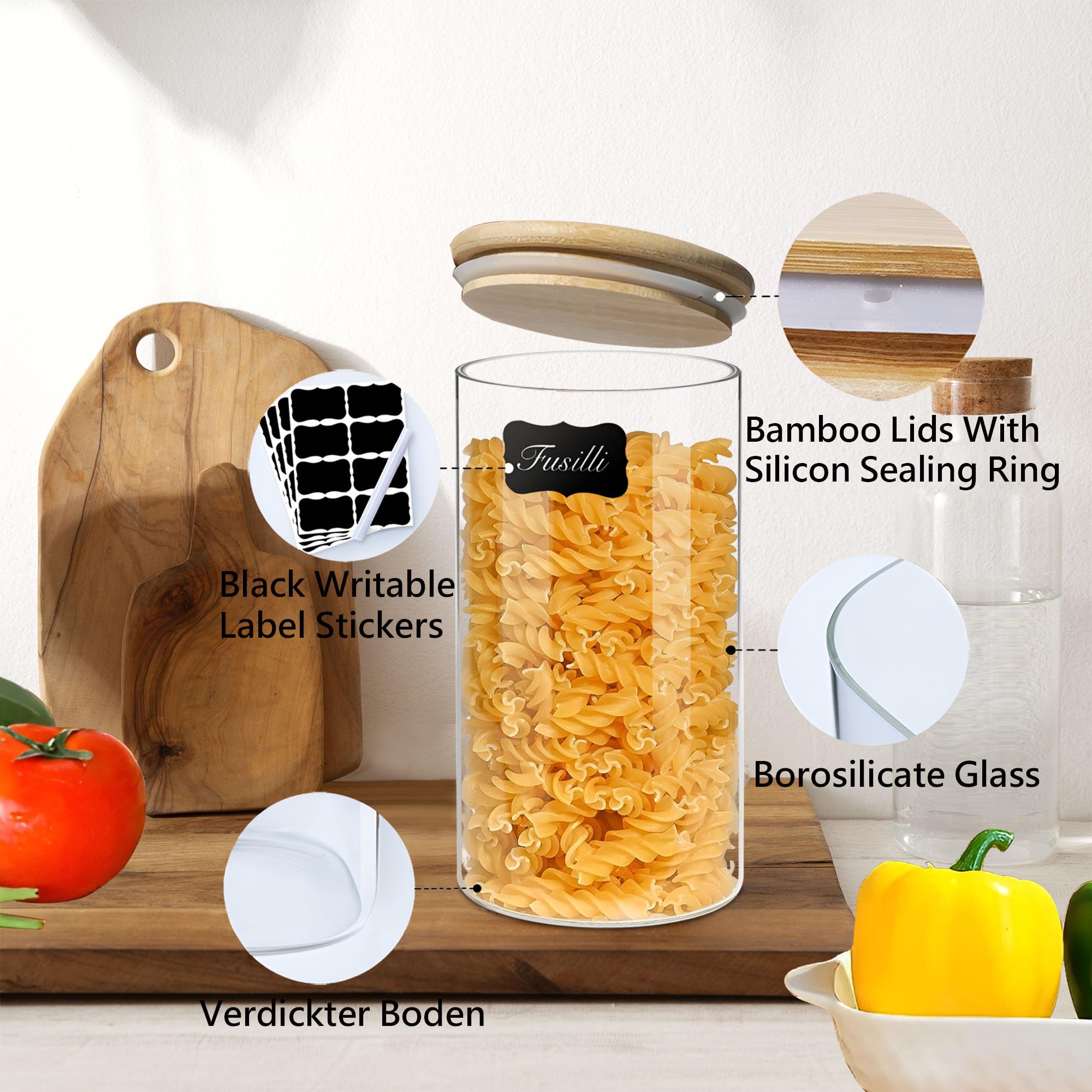 VIEWELLD airtight jars prevent moisture on pantry shelf for lasting freshness.