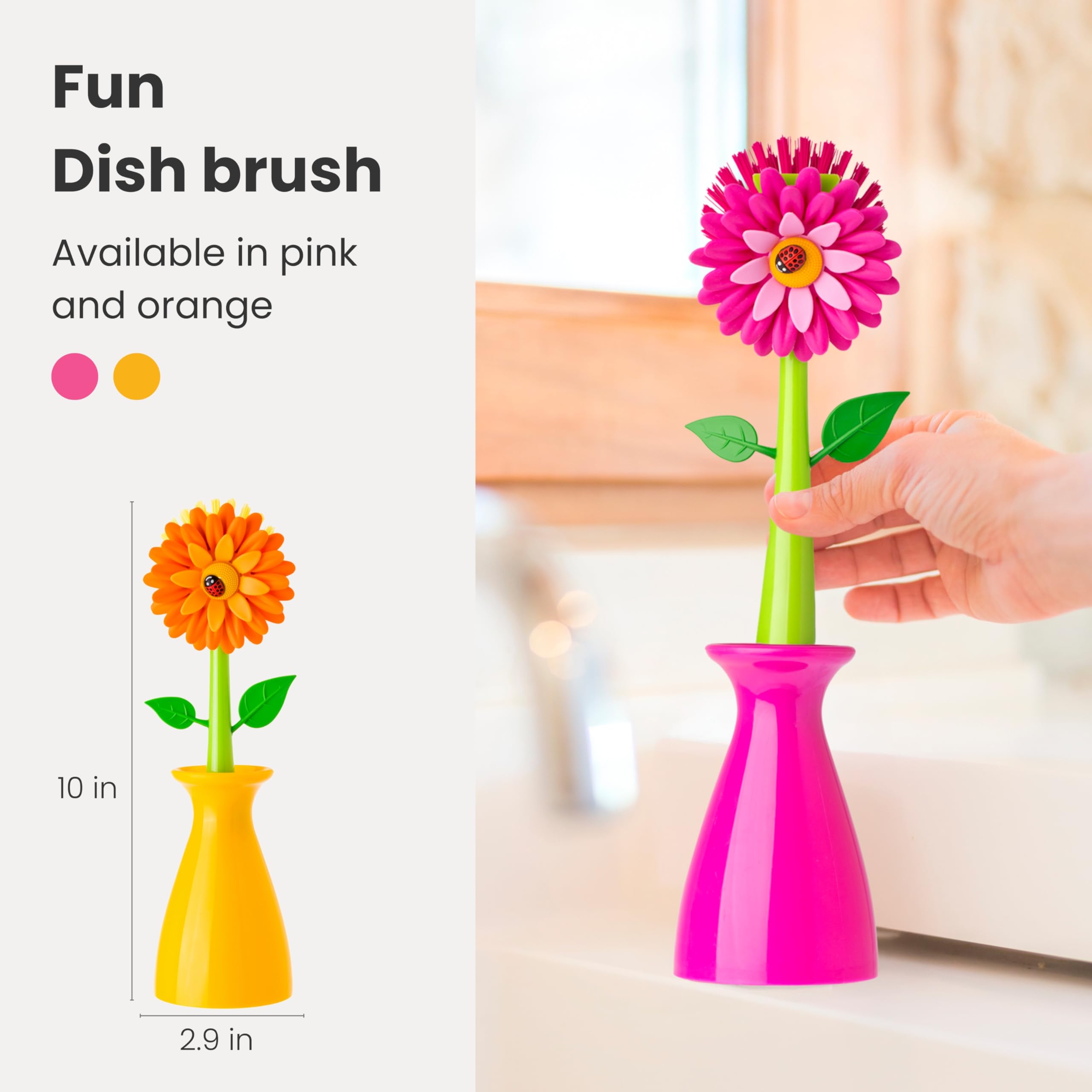 Vigar Flower Power brushes reach corners and mugs easily.