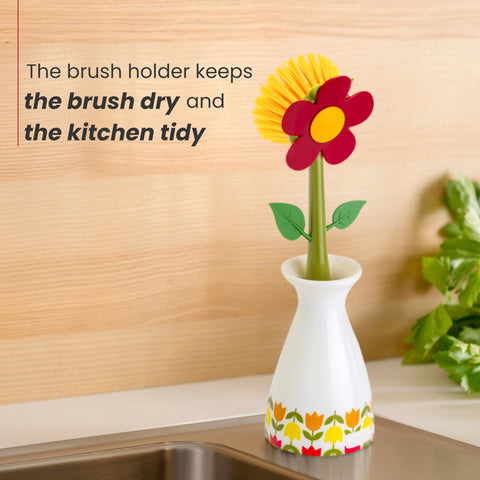 Vigar Flower Power vase-holder brush keeps storage tidy and within reach