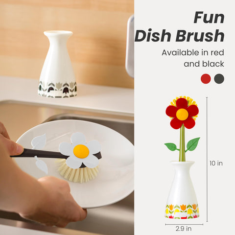 Vigar Flower Power in use scrubbing pots and dishes for thorough cleaning